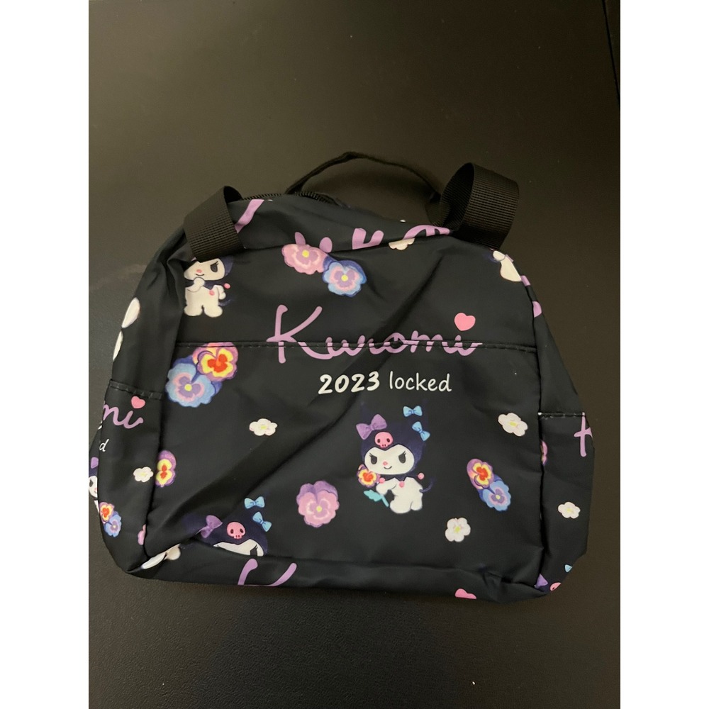 Sanrio Kuromi Insulated Lunch Bag Black Purple Kawaii 2023 Locked Floral Tote